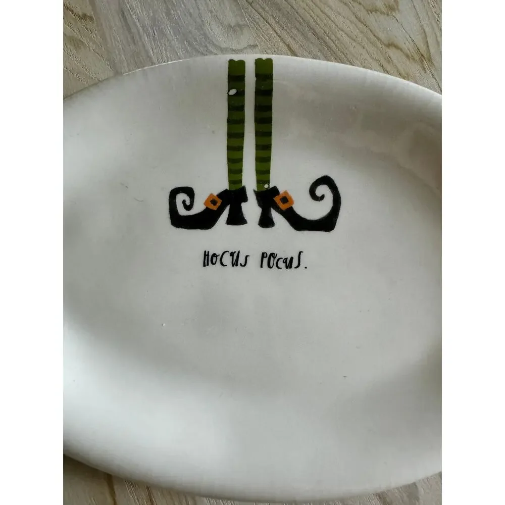 Set of 2 Rae Dunn Artisian Collection Hocus Pocus / Spooky Oval Plate Halloween